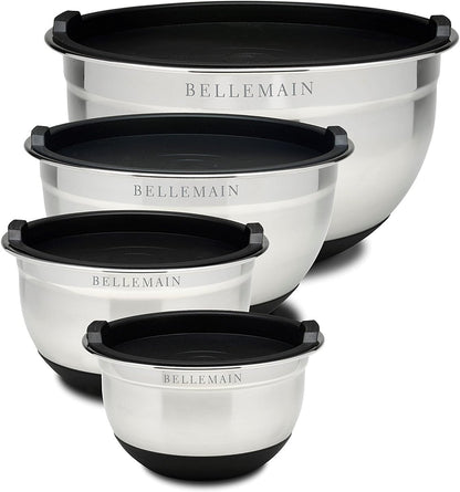 Stainless Steel Mixing Bowls with Lids Set – Large, Durable, Airtight Kitchen Bowls for Food Prep, Baking, Salad, and Storage (4 piece set)