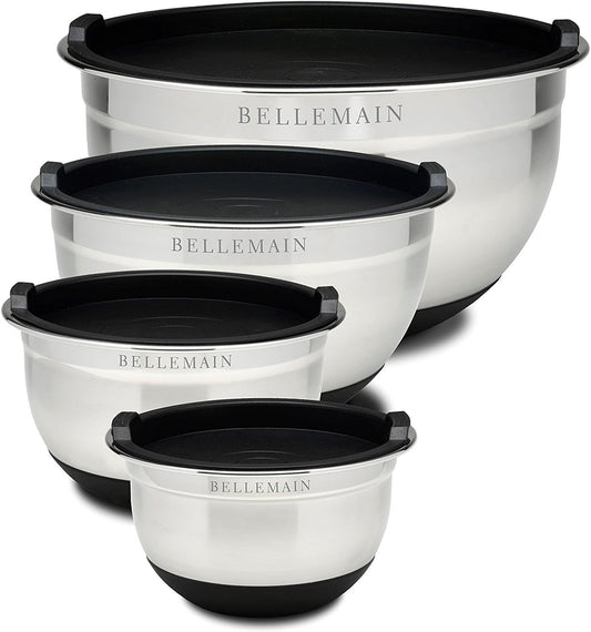 Stainless Steel Mixing Bowls with Lids Set – Large, Durable, Airtight Kitchen Bowls for Food Prep, Baking, Salad, and Storage (4 piece set)