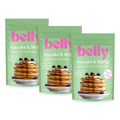 Belly Pancake Mix & Waffle Mix with Collagen Protein | High-Protein | Pancakes & Waffles | Grain-Free Dairy-Free Nut-Free | Healthy Snacks For Adults & Kids | Women-Owned Business | 9.4 oz | 3 Pack