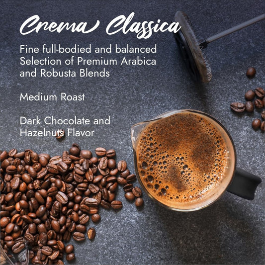 Caffe Borbone, Whole Bean Coffee Blend, Crema Classica, Medium Roast, Roasted and Freshly Packaged in Italy, 2.2 Pound Bag (Pack of 2)