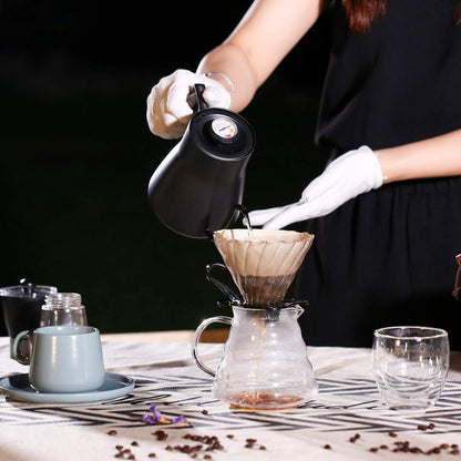 Pour Over Coffee Maker Set Coffee Kettle Scale Server Dripping Cup Bean Grinder Filter Paper Ceramic Cup ALL in 1 Great Portable Metal Box for Traveling Excellent Coffee Gift