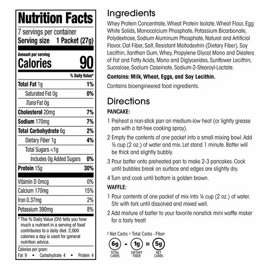 Wonderslim Protein Pancake & Waffle Mix, Original, Low Sugar & Low Calorie (7ct)