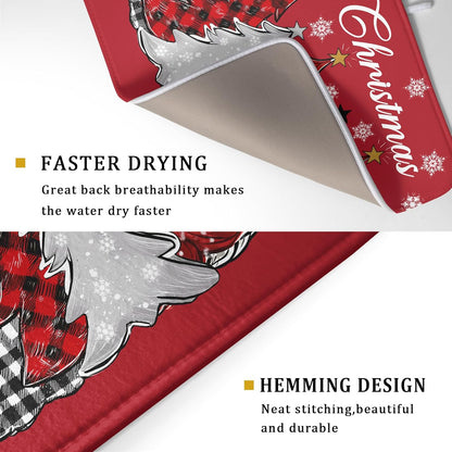 Merry Christmas Dish Drying Mats for Kitchen Counter 18x24 Inch Christmas Tree Snowflake Mat Xmas Buffalo Plaid Dish Rack Mat Reversible Absorbent Dishes Pad Kitchen Accessories for Counter tops