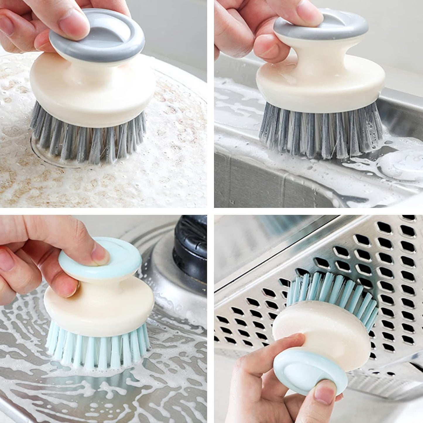 Dish Scrub Brush,Ergonomic Grip Palm Brush,Kitchen Scrub Brushes for Cleaning, Dish Scrubber with Stiff Bristles for Sink, Pots, Pans（2 Pack）