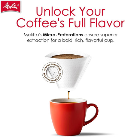 Melitta #4 Cone Coffee Filters, White, 100 Count (Pack of 6), 600 Total Filters - Packaging May Vary