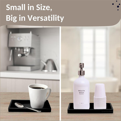 Countertop and Vanity Tray - 2 PC Small 7.7" Silicone Bathroom Trays, Kitchen Soap Tray, Dish Sponge Soap Holder Kitchen Sink Organizer Caddy, Bathroom Counter Trays for Lotion Dispenser