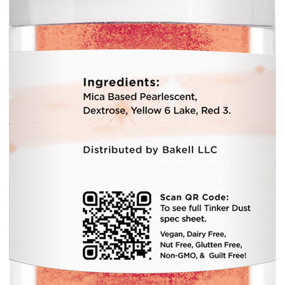 BAKELL Peach Edible Glitter, 25 Grams | TINKER DUST Edible Glitter | KOSHER Certified | 100% Edible Glitter | Cakes, Cupcakes, Cake Pops, Drinks, Dessert Vegan Glitter & Dusts (25g, Peach)