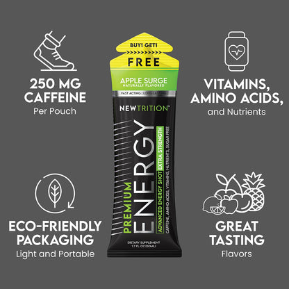 NewTrition® Extra Strength Energy Shots, 250mg Caffeine Energy Shots with Vitamin B & Amino Acids, Sugar-Free Vitamin Energy Shot, 1.7 fl oz (Pack of 12, 4 Flavors-Mixed-2)
