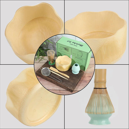 Matcha Whisk Set with Bamboo Bowl, Traditional Bamboo Matcha Kit with 6-Spout Bowl, Unique Gifts for Matcha Lovers Women Men Girl Friend Home Kitchen, Gifts for Christmas, Birthday,Halloween