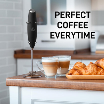 Zulay Kitchen Double Whisk Milk Frother with 2 Duracell Batteries - Powerful Handheld Foam Maker for Coffee, Lattes, Matcha, Hot Chocolate & Cappuccinos - Whip Creamy Froth in Seconds