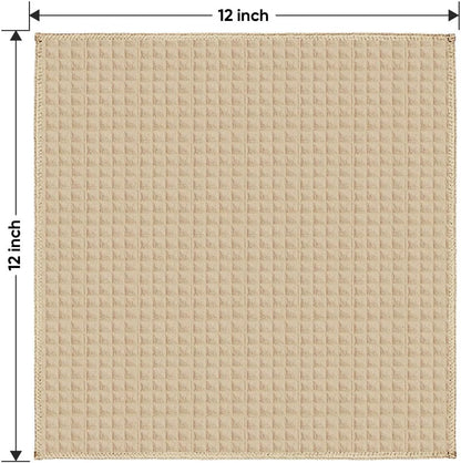HOMEXCEL Waffle Weave Microfiber Cleaning Cloth, 6 Pack Highly Absorbent Cleaning Rag for Household, Reusable Kitchen Towels, Scratch-Free Barista Towels, 12 x 12 Inches, Brown