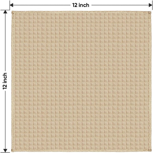 HOMEXCEL Waffle Weave Microfiber Cleaning Cloth, 6 Pack Highly Absorbent Cleaning Rag for Household, Reusable Kitchen Towels, Scratch-Free Barista Towels, 12 x 12 Inches, Brown