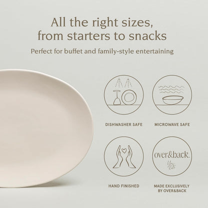 over&back Coupe Stoneware Serving Platter - Elegant 1-Piece Oval Serving Platter to Complete Your Kitchen Set - 16.4" x 11.5" - Semi-Matte Ivory