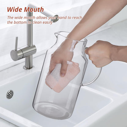 1 Gallon Glass Pitcher with Lid and Spout, Glass Water Carafe for Hot/Cold Water, Large Jug for Iced Tea, Coffee, Juice and Homemade Beverage