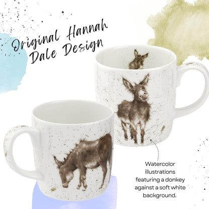 Royal Worcester Wrendale Designs 14 oz Mug, Gentle Jack - Fine Bone China with Donkey Motif - Woodland Themed Tea Mug for Cozy Cottagecore Homes - Safe Ceramic Drinkware for Daily Use