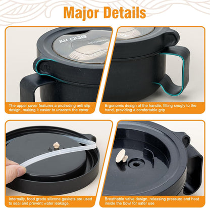 Microwave Bowl with Lids,Ramen Bowl,28oz Microwave Soup Mugs with Handles,for Soup and Instant Noodles,Oatmeal, Gumbo, Salad, College Dorm Room Essentials for Girls for Boys Apartment Essentials