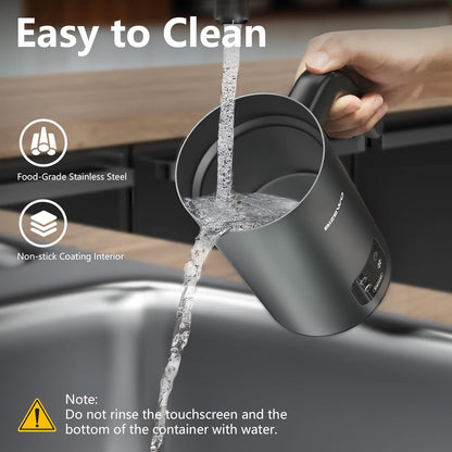 BIZEWO Milk Frother Electric, Warm and Cold Milk Steamer, 4 IN 1 Automatic Milk Warmer Stainless Steel with Touch Screen for Coffee, Latte, Macchiato, Cappuccino, Hot Chocolate