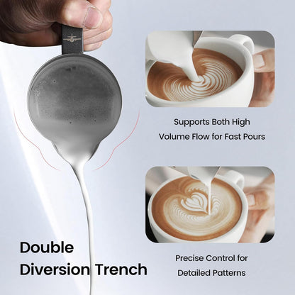 MHW-3BOMBER Espresso Steaming Pitcher Milk Frothing Pitcher Stainless Steel Milk Coffee Cappuccino Latte Art Barista Cup 20oz/600ml P5021W