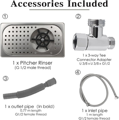 Pitcher Washer, Espresso Washer, Drainage and Drip Tray Stainless Steel Bar Glass Washer is The Sink, and The Cup Spray Washer is The Home Kitchen Hotel Cafe Restaurant (Silvery)