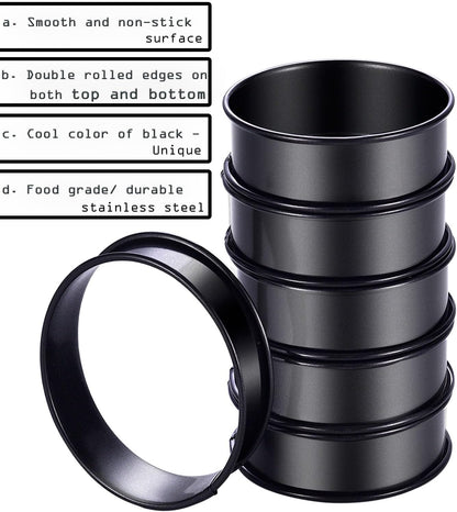 DATANYA 12Packs Crumpet Rings NONSTICK English Muffin Rings 3.15 Inch Stainless Steel Double Rolled Tart Ring Upgraded Round Metal Baking Cooking Pastry Ring Molds for muffins, pancakes