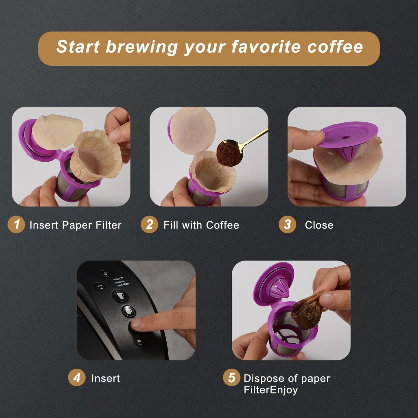 Pro Mael Disposable Coffee Filters Paper with Lid for Keurig Brewers Single Serve 1.0 and 2.0 Reusable K Cup Pods, Natural (200 Count)