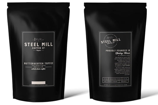 Steel Mill Coffee Co. Butterscotch Toffee Flavored Coffee - Ground Coffee, Regular, Medium Roast, Regular, Vegan, Gluten-Free, Sugar-Free, 12 oz Bag
