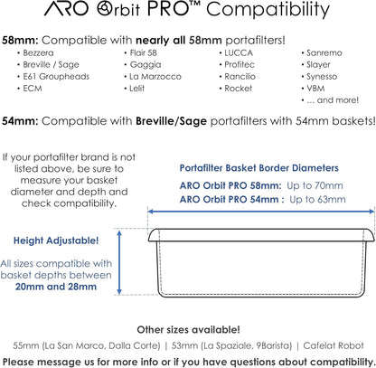 ARO Orbit PRO™ | Aluminum Spirographic WDT Tool | Mechanical Geared Spinning Distribution Tool for Home Baristas and Professional Cafés | Compatible with Breville 54mm Portafilters