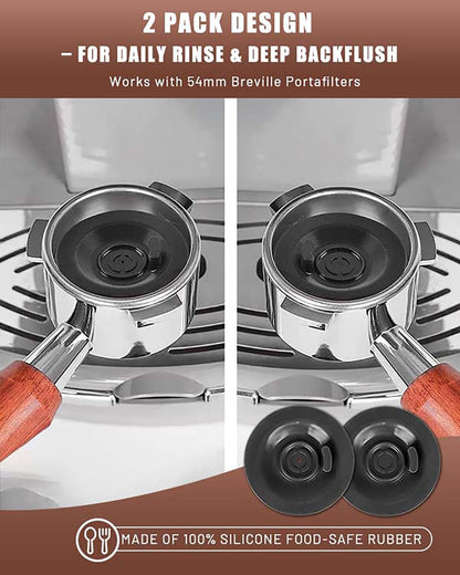 Espresso Backflush Cleaning Disc Set for Breville/Sage Espresso Machines – 54mm (1 Pack, 1 With Hole + 1 Without Hole), Compatible with Cleaning Tablets
