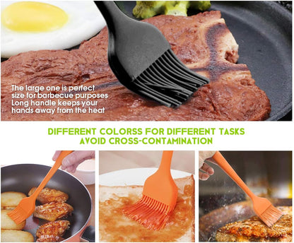 Silicone Basting Pastry Brush - Cooking Brush for Oil Sauce Butter Marinades, Food Brushes for BBQ Grill Kitchen Baking, Baster Brushes Baste Pastries Cakes Meat Desserts, Food Grade, Dishwasher Safe