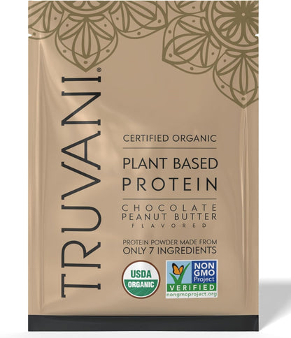 Truvani Vegan Pea Protein Powder | Chocolate Peanut Butter | 20g Organic Plant Based Protein | 1 Serving | Keto | Gluten & Dairy Free | Low Carb | No Added Sugar