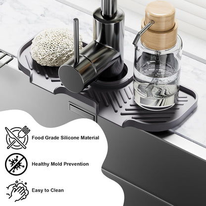 Faucet Mat for Kitchen Sink，6° Slope Sink Splash Guard，Splash Guard for Kitchen Sink，Kitchen Sink Splash Guard for Dish Soap Sponge Holder，Silicone Faucet Guard & Draining Mat-Purple