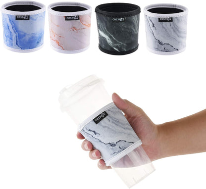CM Reusable Coffee Mug Sleeve Cover Coffee Cup Sleeve Cover Heat Resistant Neoprene Insulator Sleeve for Coffee Tea Hot Cold Beverage (Marble Patterns (4 Pcs))