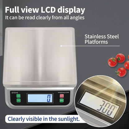 Large Kitchen Scale 40kg Food Scales for Kitchen with Tare and Pcs Funtion 88lbs Stainless Stee Tray Baking Scale for Cooking with Adapter, 6 Units(Silver, 40kg)