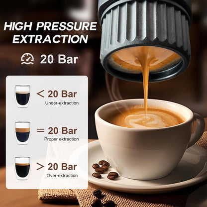 Portable Espresso Maker with Self-Heating, 2-in-1 Coffee Machine with Ground Coffee & NS Capsule, Khaki 7800mAh Espresso Machine for Travel, Outdoorlife, OfficeLife, BusinessTrip