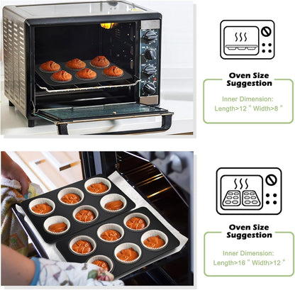 TeamFar Muffin Pan, 6 Cup Muffin Tin Cupcake Pan Tray with Nonstick Coating and Stainless Steel Core, for Home/Kitchen Baking, Healthy & Heatproof, Release Easily & Easy Clean, Set of 2