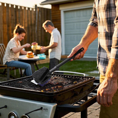 Nylon Grill Brush No Wire Bristle Barbecue Brush Grill Cleaning Kit Safe Grill Scraper Brush for Outdoor Grill Cleaner with Hole BBQ Brush Accessories Clean Cool Grates Gift for Men/Dad 3 PCS