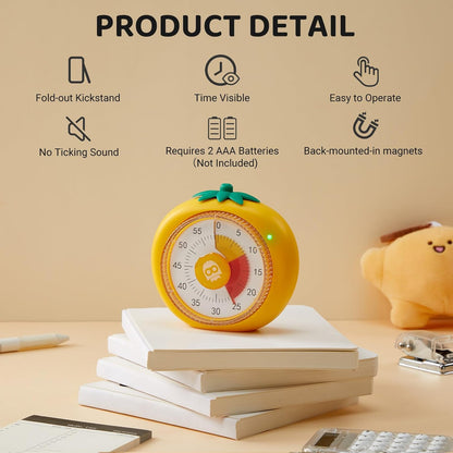 Kids Timer, 60-Min Visual Timer for Kids, Pomodoro Timers for Work, Cooking, Study, School - Magnetic Timers for Classroom Countdown Stopwatch, Perfect Time Management Tools