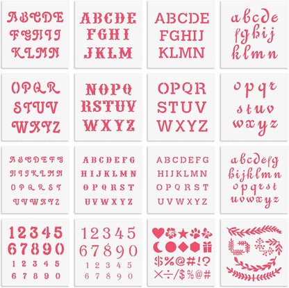 6x6in Alphabet Letter & Number Cookie Stencils for Royal Icing & Sugar Cookie Decoration - 16 Pcs Assorted Sizes