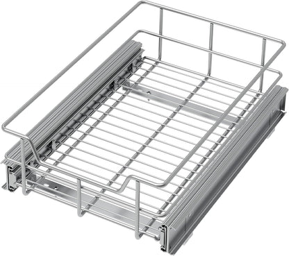 Pull Out Cabinet Organizer 9" W X 17" D, Slide Out Drawers For Kitchen Organizers and Storage, Pull Out Drawers For Cabinets Capacity Heavy Duty Caddy, Cabinet Shelves Chrome-Plated, Bathroom Pantry