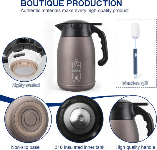 Thermal Coffee Carafe-71oz vacuum Coffee Carafe For Keeping Hot Liquids,Coffee Carafe,Thermal Stainless Steel, Coffee Carafes Press On Lid, Coffee Dispenser.(2.1l) oatmeal