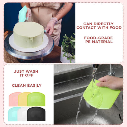 24 Pcs Plastic Dough Scraper Set Multipurpose Bench Cake Cutter Flexible Scraper Spatula for Cake Bread Pizza Food Pastry Icing Kitchen Baking Tool, 6 Colors