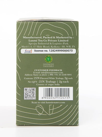 Luxmi Estates Lavender Valley Organic Lavender Tea (25 Tea Bags) Low Caffeine Tea Bags For Sleep, Relaxing, Calming, and Stress Relief, With Certified Organic Darjeeling Makaibari White Tea
