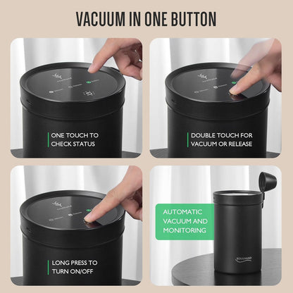 SOUL HAND Vacuum Coffee Canister, Airtight Sealed Coffee Canister Automatic Vacuum Stainless Steel Coffee Containers, Coffee Bean Storage Container for Coffee/Food Storage 1.6 L