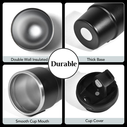 6oz Vacuum Insulated Espresso Cup Set of 2, Espresso Shot Cup for Coffee, Double Wall Stainless Steel Mini Tumbler Shot Glasses with Lid