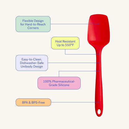 GIR: Get It Right Silicone Spoonula Spatula - 11 in Slate - Heat-Resistant up to 425°F & Non-Scratch Seamless Design - Dishwasher Safe Scraper & Stirring Tool