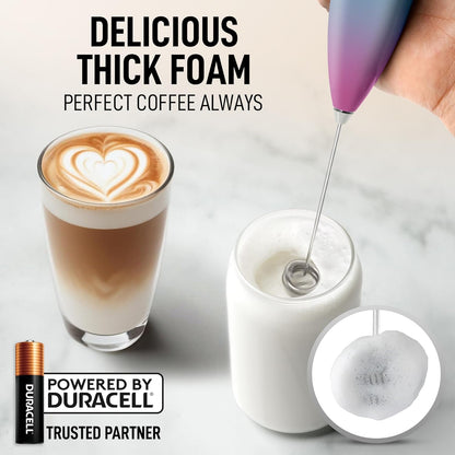Zulay Kitchen Whisk Milk Frother with 4 Duracell Batteries - Powerful Handheld Foam Maker for Coffee, Lattes, Matcha, Hot Chocolate & Cappuccinos - Whip Creamy Froth in Seconds