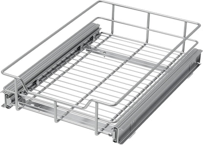 Pull Out Cabinet Organizer 14" W X 17" D, Slide Out Drawers For Kitchen Organizers and Storage, Pull Out Drawers For Cabinets Capacity Heavy Duty Caddy, Cabinet Shelves Chrome-Plated, Bathroom Pantry