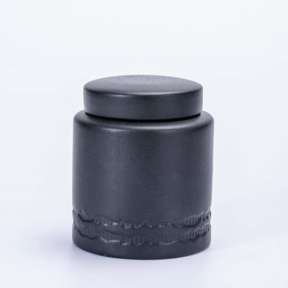 Tea Canister for Loose Tea with Airtight Lid, Kitchen Storage Containers, Ceramic Food Storage Jar, Ceramic Coffee Canister (Black)