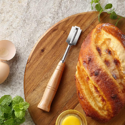 SAINT GERMAIN Premium Hand Crafted Bread Lame for Dough Scoring Knife, Tool Sourdough Slashing with 10 Blades Included Replacement Authentic Leather Protector Cover