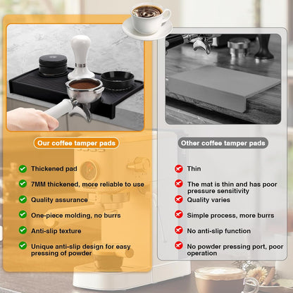 Espresso Tamping Mat, Coffee Tamper Mat, 10.4×5.6 In Silicone Coffee Matt for Counter, Espresso Machine Accessories, Waterproof and Heat Resistant Tamp Mats for Espresso Coffee Station(Black)